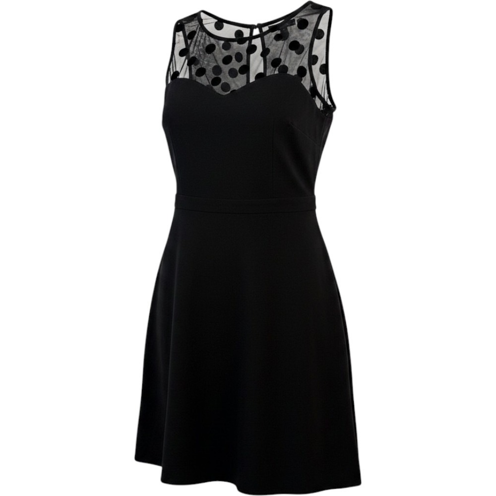 LC Lauren Conrad Polka Dot Mesh‎ Illusion Dress 10 Black